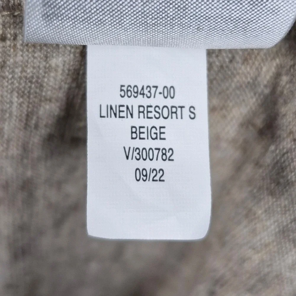 Banana Republic Mens Linen Resort Camp Shirt Beige Short Sleeve Button Down M